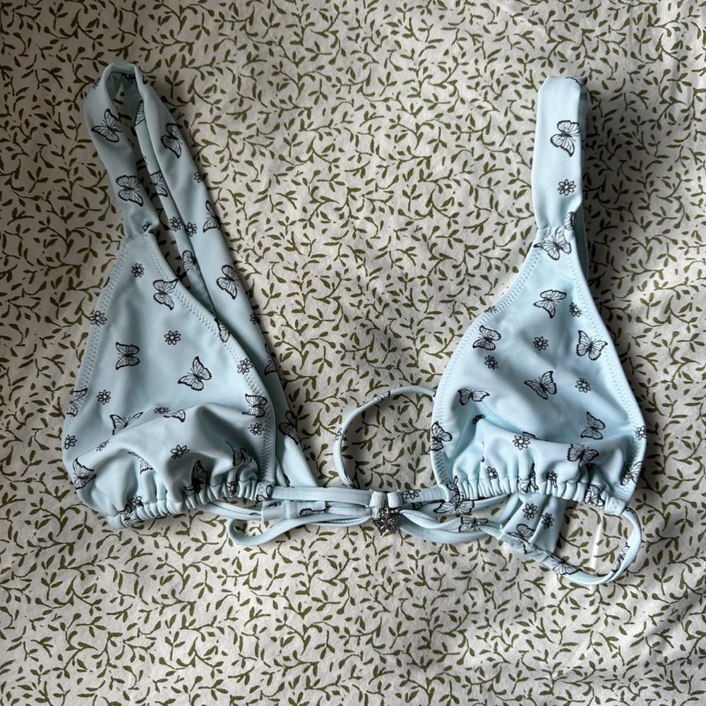 Pac Sun Baby Blue Butterfly Bikini Top